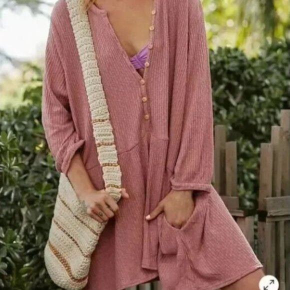 NWOT Free People Beach Blossom Button Up Mini Dress - Picture 1 of 7
